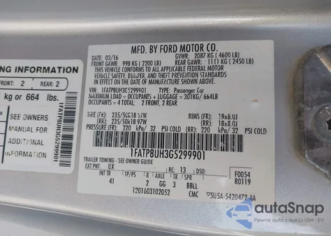 2016 Ford Mustang Ecoboost Premium z USA, uszkodzony, nr VIN 1FATP8UH3G5299901